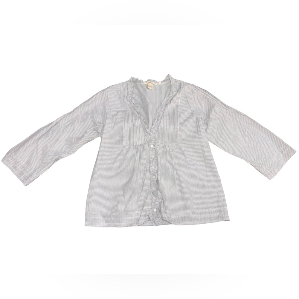 Sundance Striped Cotton Blouse Size M Button Front V-Neck Boho